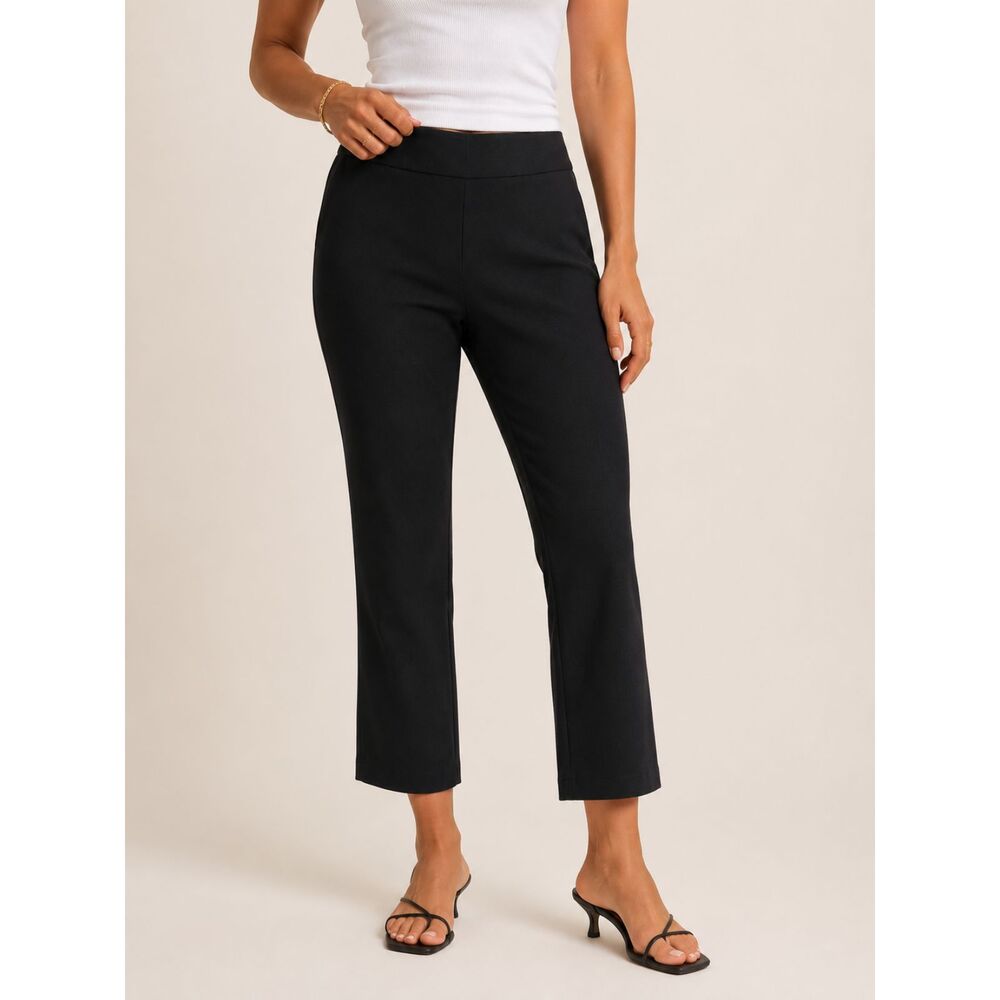 Laura Ashley Black‎ Crop Ankle Pants 14W Stretch Career Office Minimalist